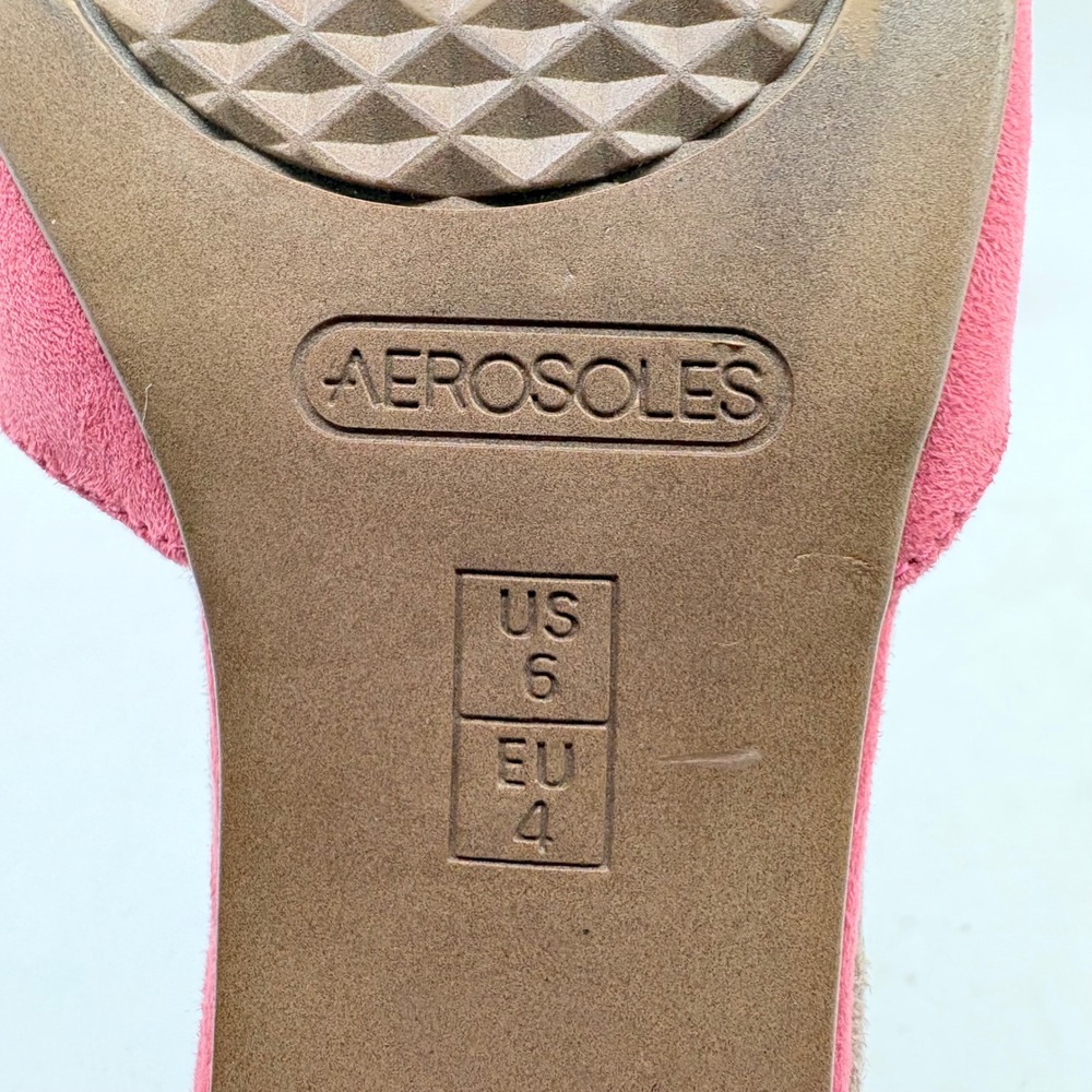 Aerosoles Pink Suede Pointed Toe Flats Gold Metallic Ankle Cuff Womens Size 6 - Picture 8 of 9